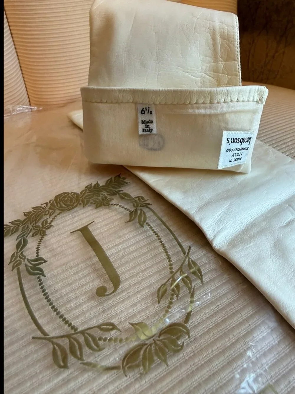 Vintage Jacobson's White Italian Kidskin Leather Opera Gloves - Size 6.5